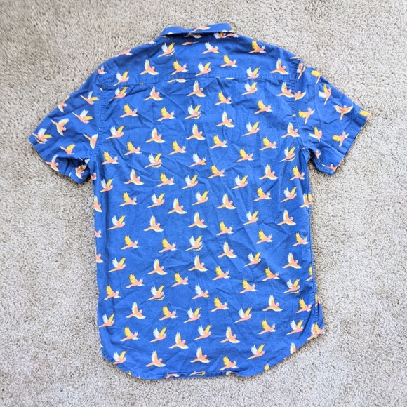 Quiksilver Button Up Shirt Parrots Modern Fit Blue - Picture 5 of 11